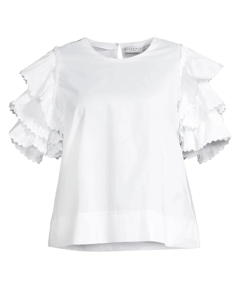 Front of a size 1X Juliette Blouse in White by HARSHMAN. | dia_product_style_image_id:300089
